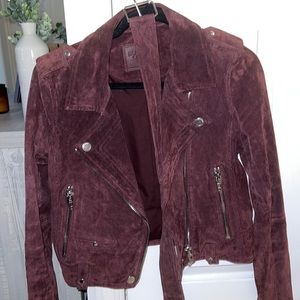 BLANKNYC Suede Leather Moto Jacket NEW Size S Burgundy Maroon Wine Purple